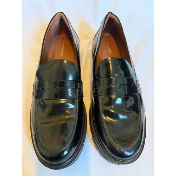 EUC Reformation Black Patent Leather Agathea Chunky Loafers, 8 - Picture 4 of 6